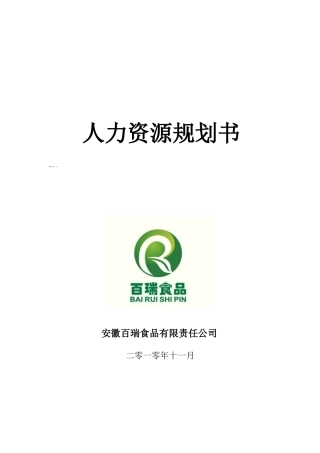 某公司人力资源规划食品说明书