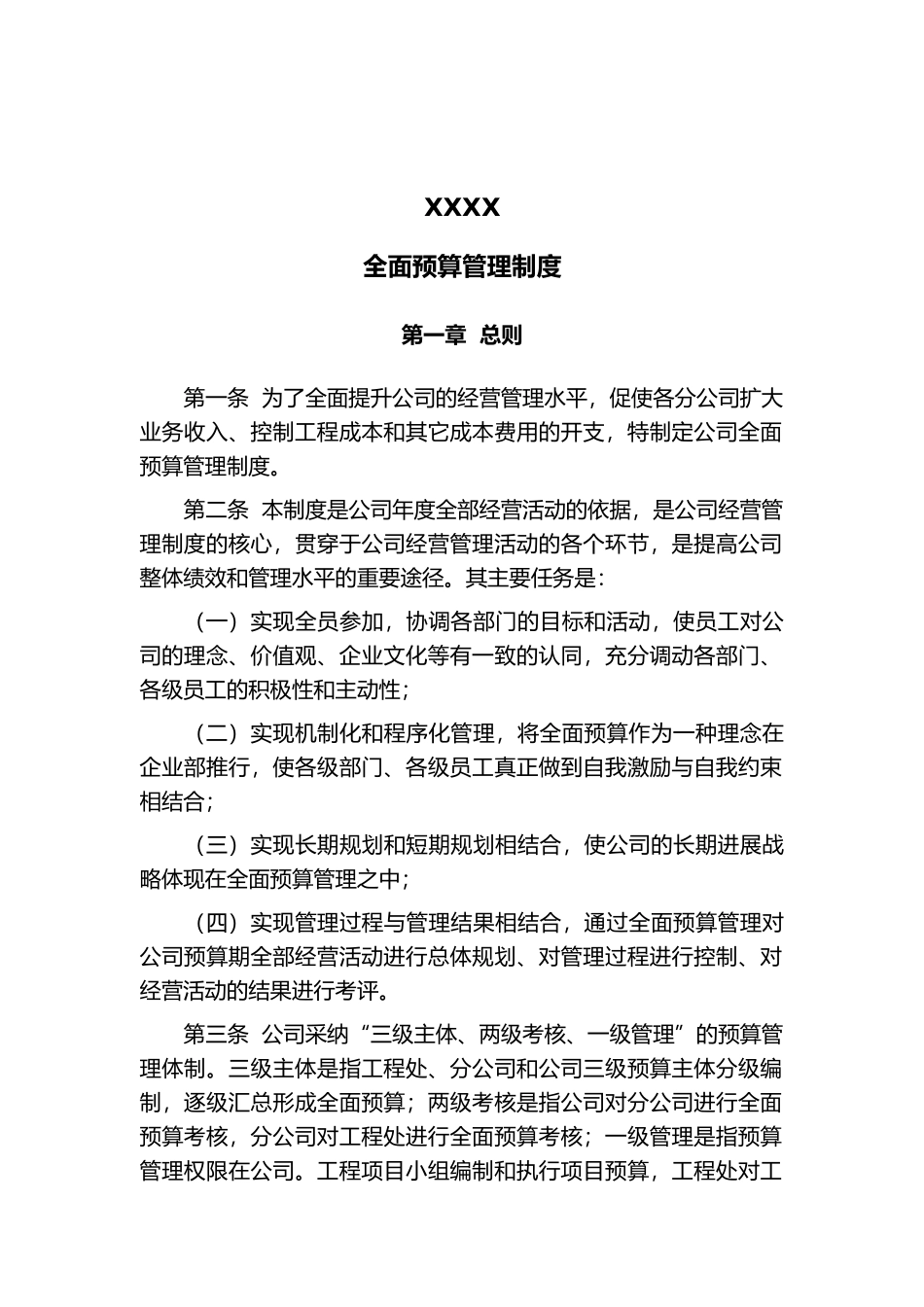 某公司全面预算管理制度_第1页