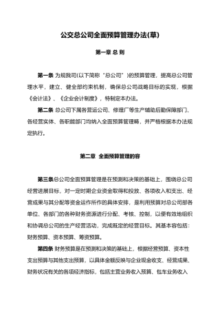 某公司全面预算管理办法