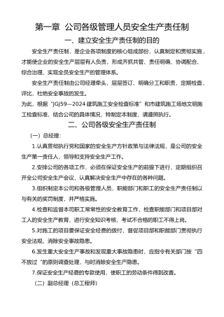 某公司各级管理人员安全生产责任制汇编