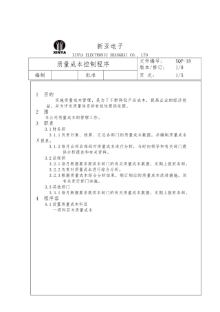 某公司质量成本控制程序文件