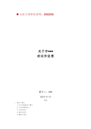 某公司运作设想分析报告