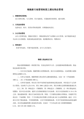 某新天地管理制度之楼处物品管理