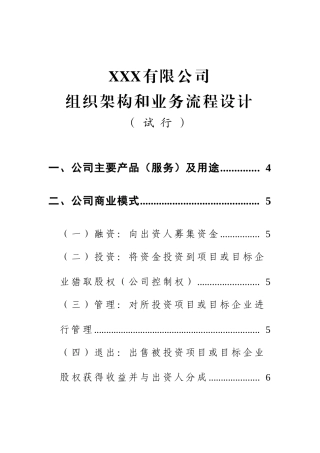 某有限公司组织架构和业务流程设计概述