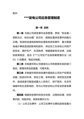 某某发电公司应急管理制度汇编
