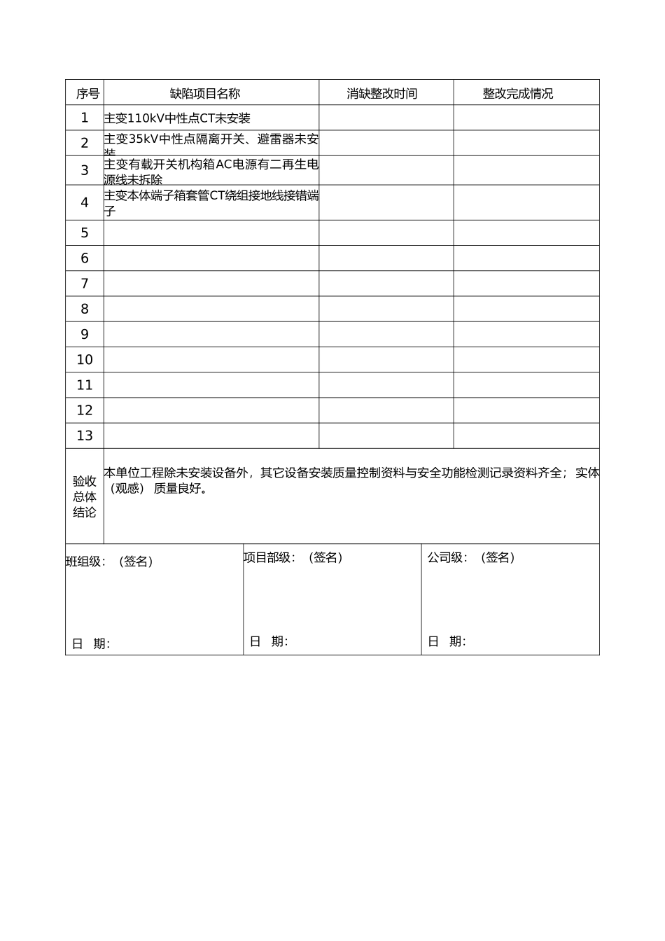 某某变电站电气安装三级自检表_第2页