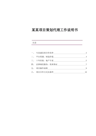 某某项目管理策划代理工作说明书