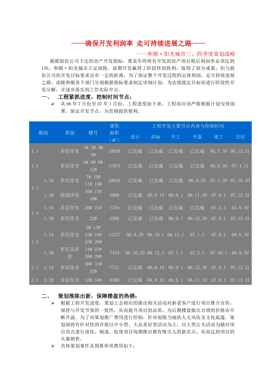 某楼盘季度策划战略_第1页
