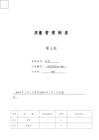 某民营企业质量管理制度