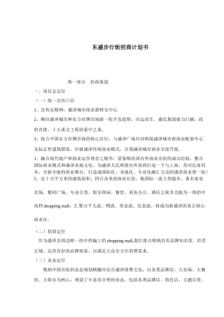 某步行街招商计划书