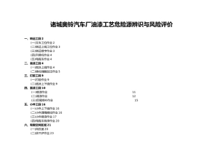 某汽车厂油漆工艺危险源辨识与风险评价报告