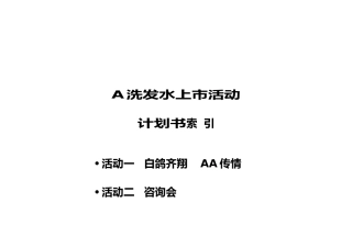 某洗发水上市活动计划书