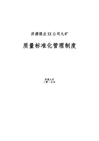 某煤业有限责任公司质量标准化管理制度汇编