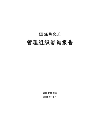 某煤焦化工有限公司管理组织咨询报告