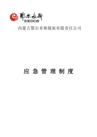 某煤炭有限责任公司应急管理制度汇编