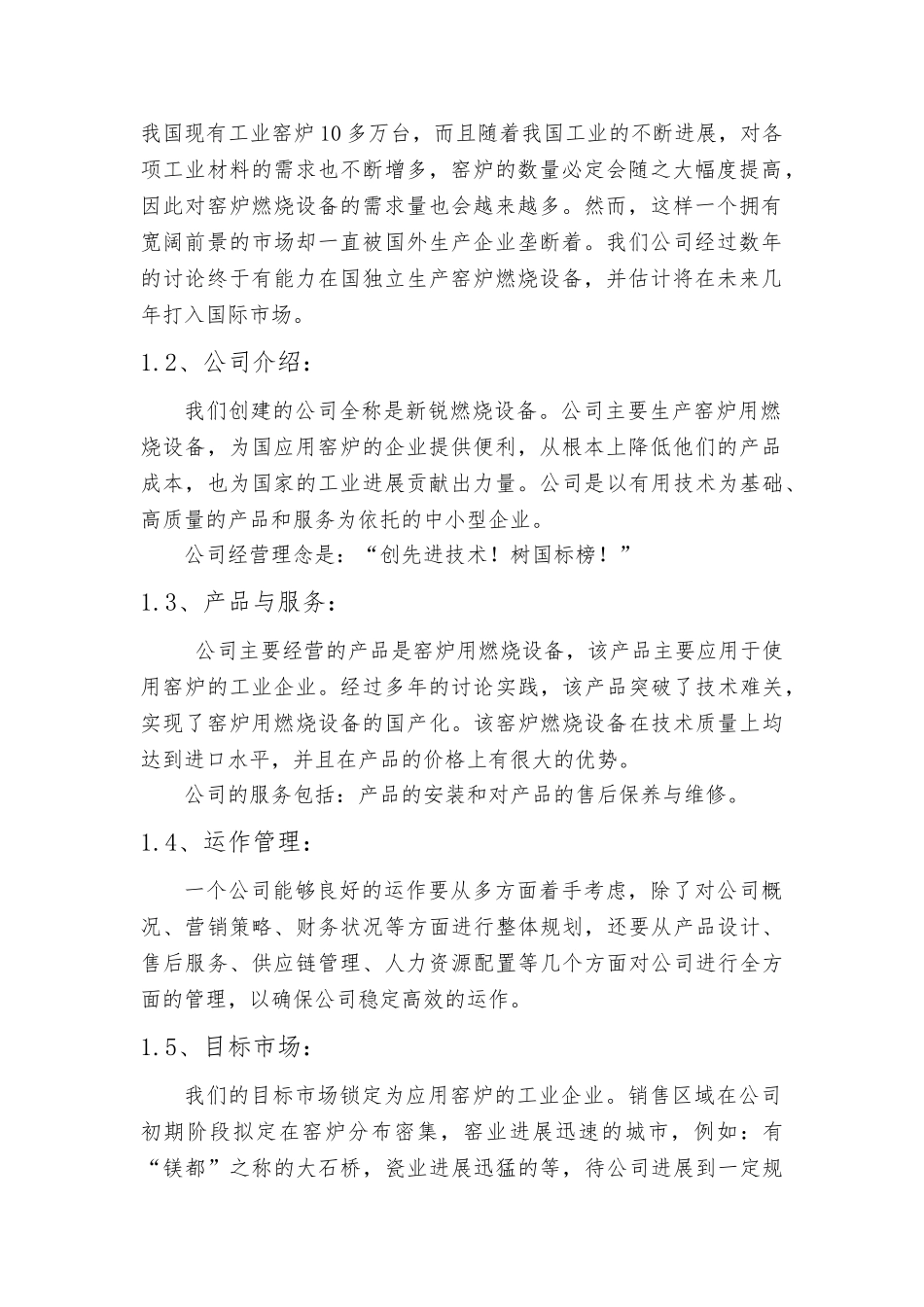 某燃烧设备有限公司项目策划书_第3页