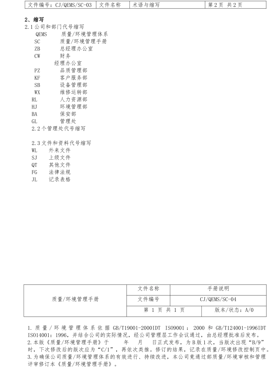 某物业公司公司质量环境管理手册_第3页