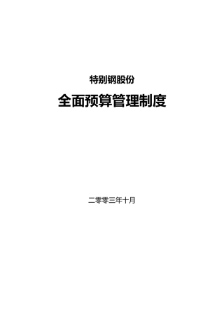 某特殊钢股份有限公司全面预算管理制度
