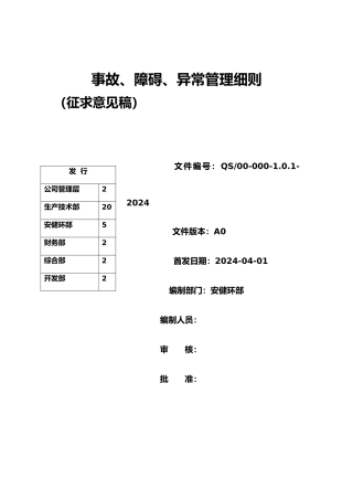 某环保有限公司事故障碍异常管理细则