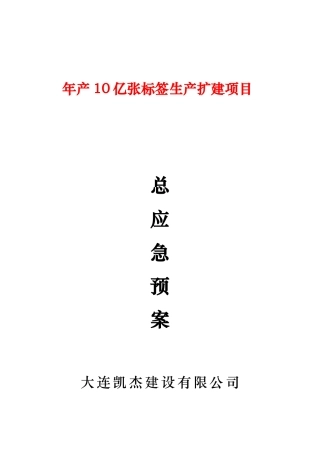 某生产扩建项目应急处置预案