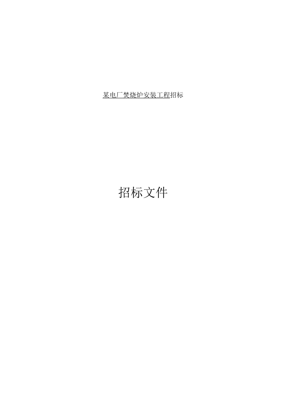 某电厂焚烧炉安装工程招标文件_第1页