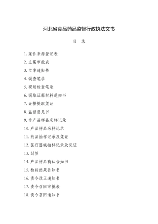 某省食品药品监督行政执法文书
