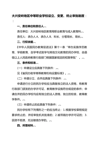 某职业学校设立变更终止审批制度汇编