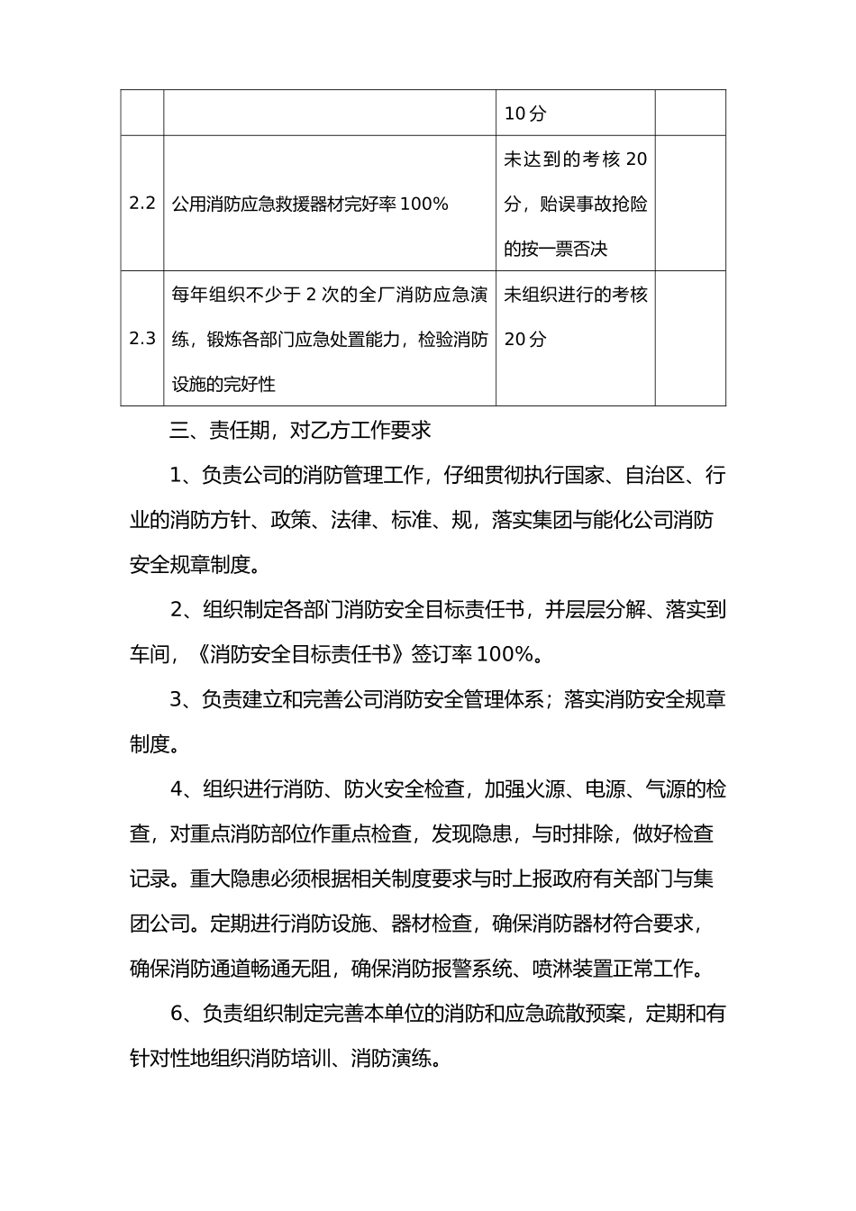 某能源化工公司年度消防安全目标责任书_第2页