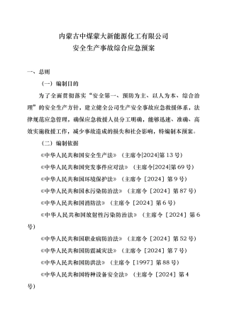 某能源化工公司安全生产事故综合应急处置预案