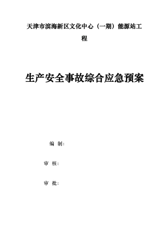某能源站工程生产安全事故综合应急处置预案
