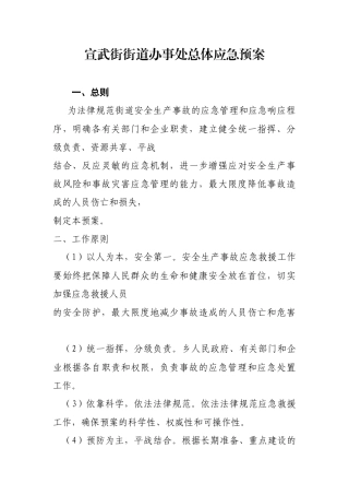 某街道办事处总体应急预案