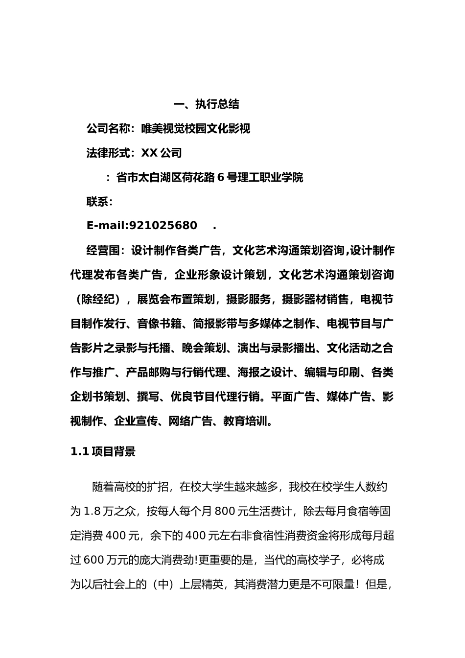 某视觉文化传媒影视公司创业商业实施计划书_第3页