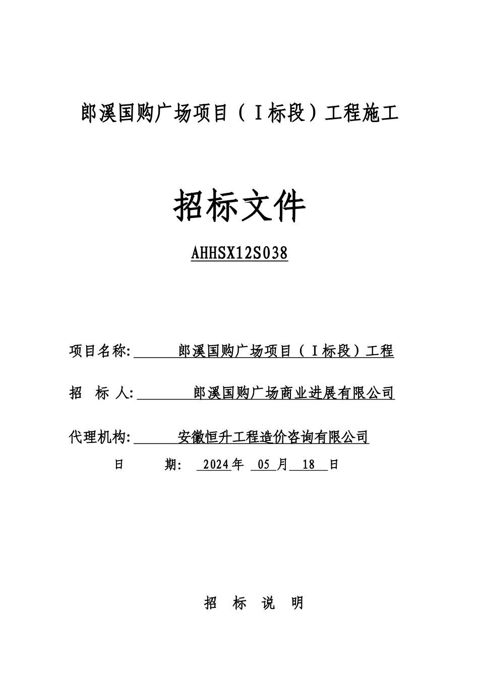 某购广场项目工程招标文件_第1页