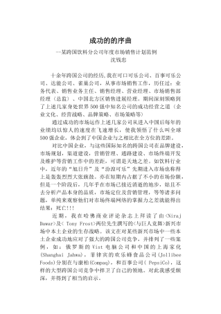 某跨国企业子公司年度市场销售计划