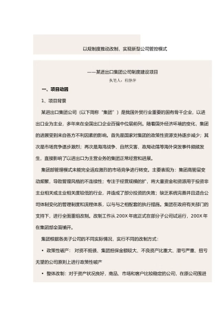 某进出口集团公司制度建设项目分析报告
