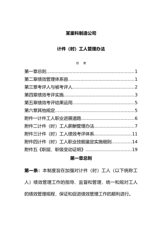 某重科制造公司计件工人管理办法