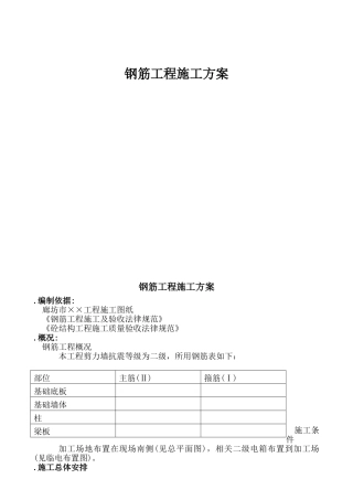 某钢筋工程施工组织设计方案