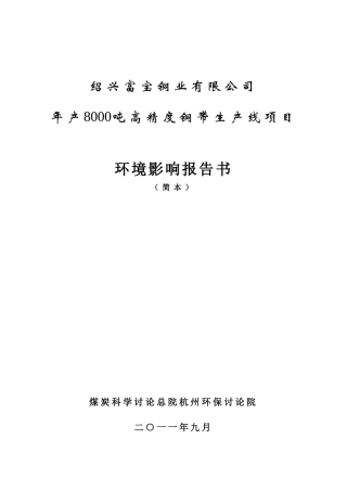 某铜业公司高精度铜带生产线项目环境影响报告书