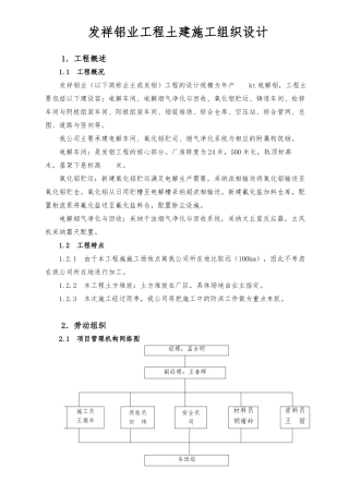 某铝业工程土建工程施工设计方案