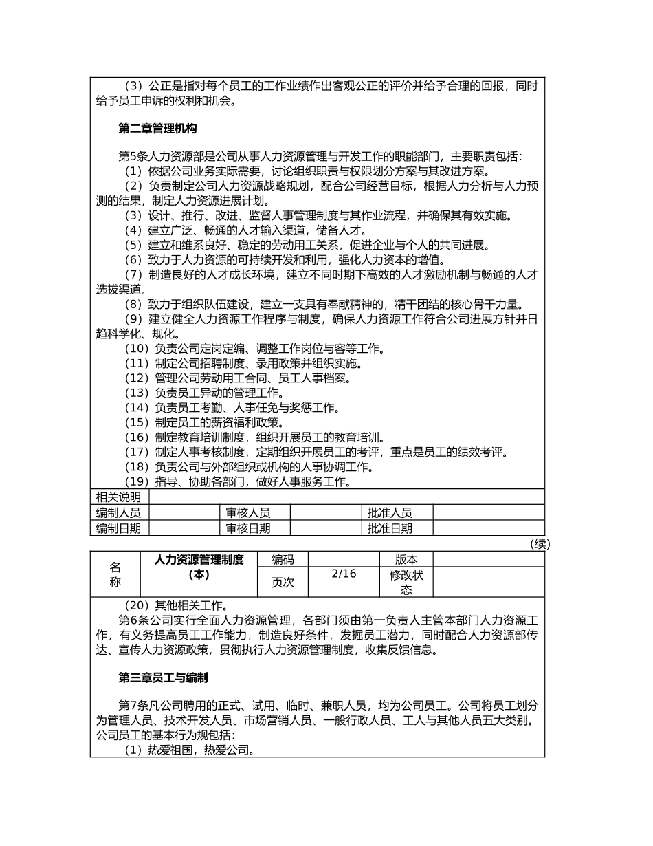 某集团人力资源管理制度范本_第2页