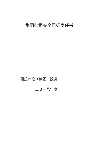 某集团公司安全目标责任书
