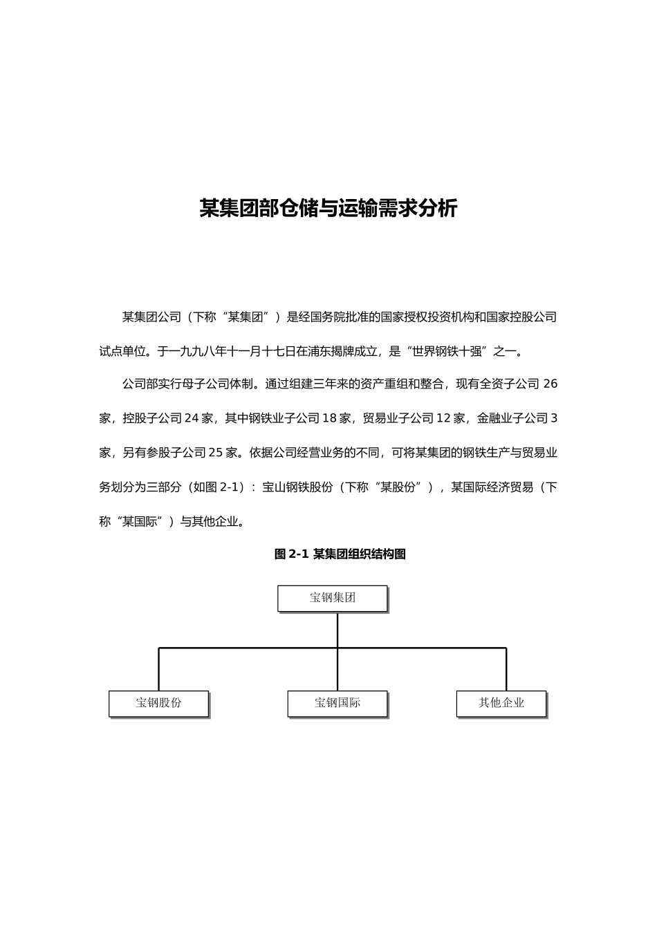 某集团内部仓储与运输需求分析报告_第1页