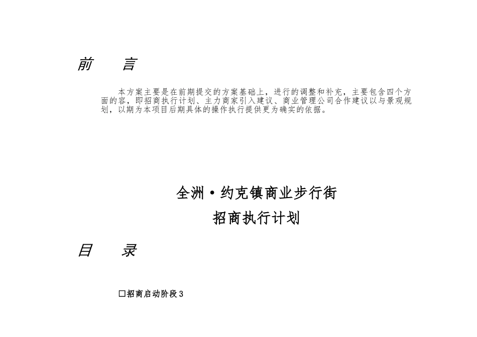某项目商业步行街招商执行计划范本_第1页