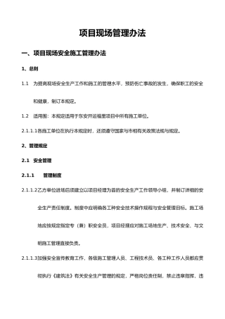 某项目现场管理办法