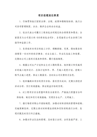 某项目经理岗位职责概述