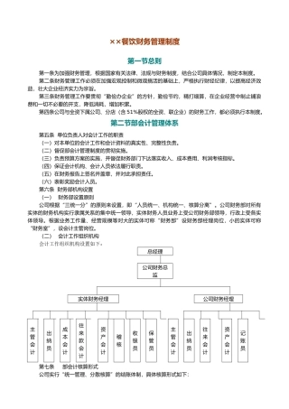 某餐饮有限公司财务管理制度