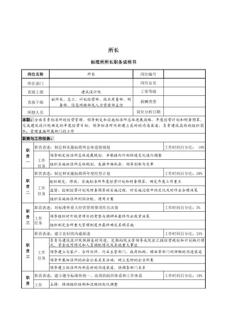 标准所关键岗位职务说明书