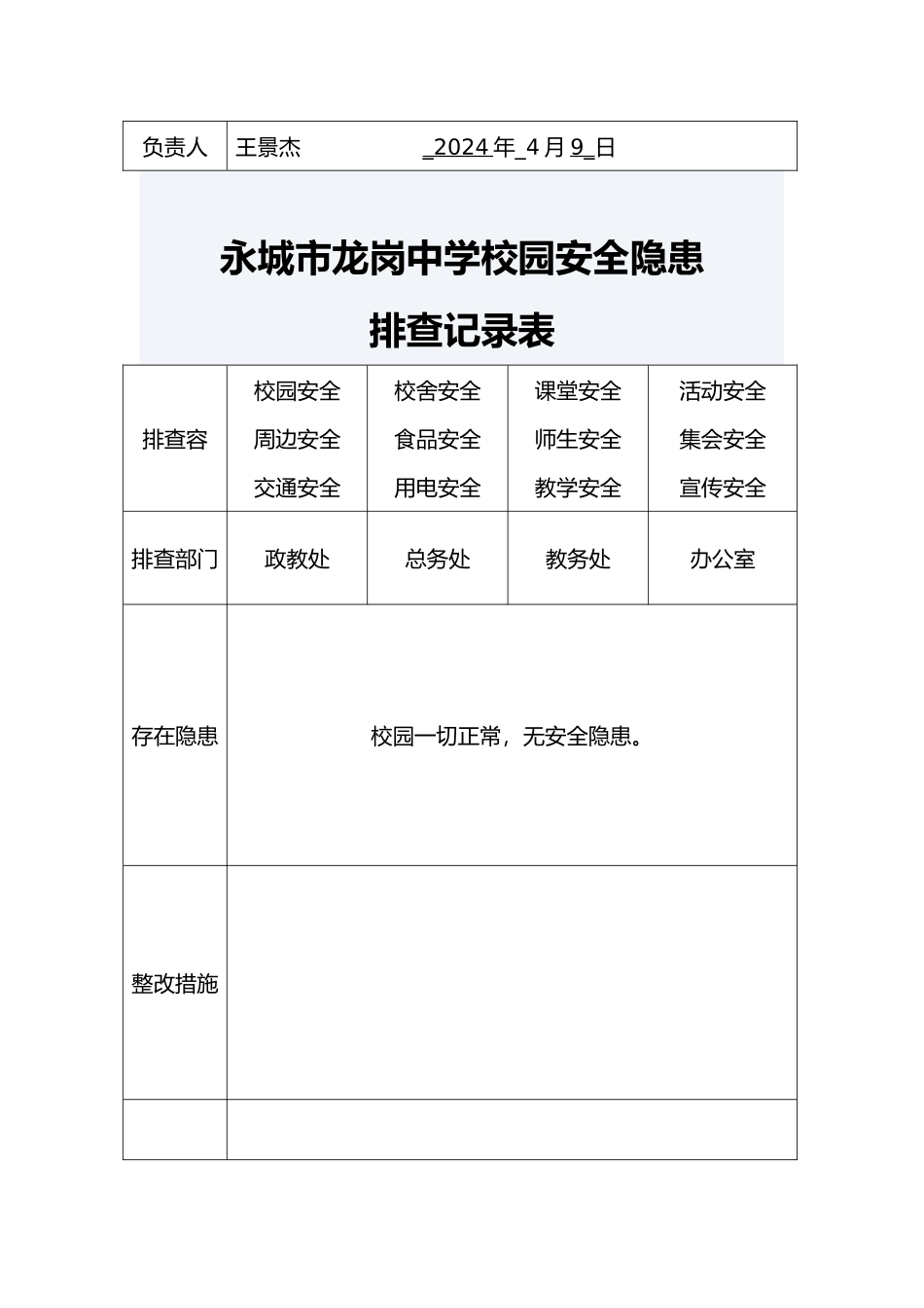 校园安全隐患排查记录文本表_第3页