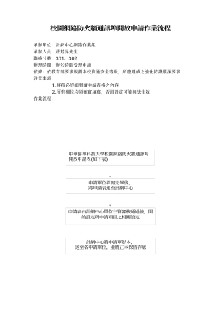 校园网路防火墙通讯埠开放申请作业流程