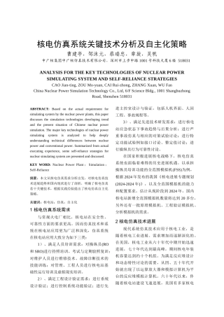 核电仿真系统关键技术分析及自主化策略